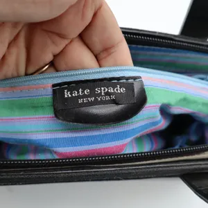 Kate Spade New York Striped Canvas Satchel Bag Black White Brown Vintage Sam thumbnail 8