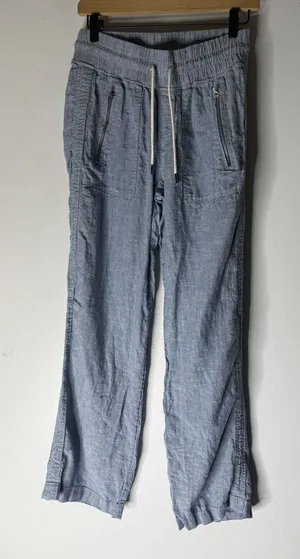 Athleta Cabo Linen Blue Wide Leg Jogger Mid- Rise Size 2‎ thumbnail 1