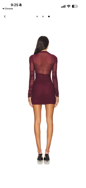 Revolve SEROYA Mesh Mini Dress Merlot Size Small NWT thumbnail 3