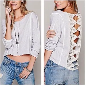 ✨HP✨Free People Crochet Open Back Sweatshirt✨ thumbnail 6