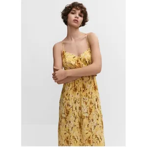 MNG Mango Maxi Dress Womens Size‎ 4 Yellow Brown Floral Print Sleeveless Summer thumbnail 8