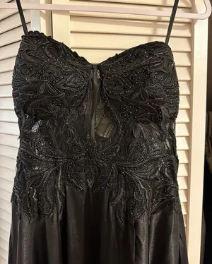 David’s Bridal Strapless Black Prom Dress thumbnail 6