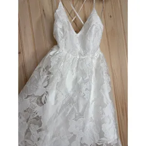NWT Lulus Feeling Like Forever White Jacquard Organza Lace-Up Midi Dress Size M thumbnail 4