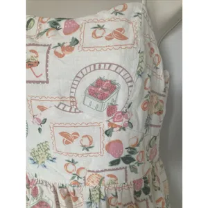 Cynthia Rowley fruit floral sundress midi tiered spaghetti straps S pockets thumbnail 3