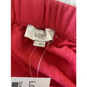 Loft Drawstring Midi Skirt Womens Size L Pink Casual Knit Cotton Blend New thumbnail 4