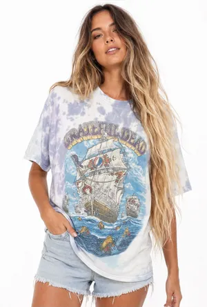 Grateful Dead Ship of Fools Double Sided Tie Dye Junk Food Tee Medium thumbnail 1
