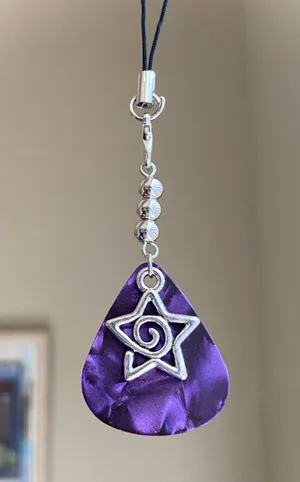 Handmade y2k goth style star swirl guitar pick phone strap/bag charm/keychain/display🌟💜 thumbnail 1