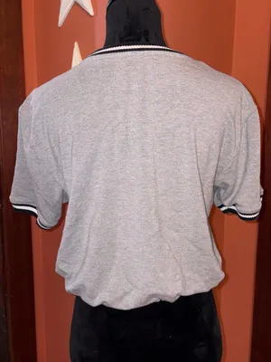 True Religion Light Gray V-Neck Drawstring Crop Top thumbnail 5