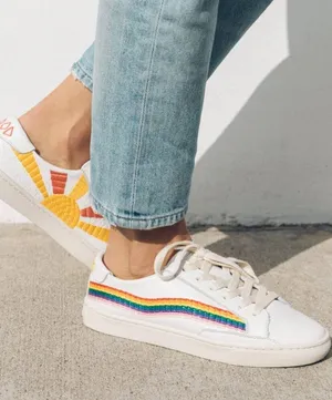 Soludos x Lockhart Embroidery Ibiza Sneakers Rainbow Wave Sun White (Size 8.5) thumbnail 12