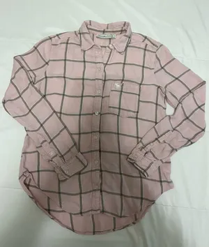 Abercrombie & Fitch pink plaid button up shirt Size S #preppy #flannel thumbnail 2