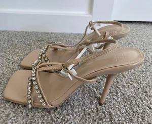 ZARA nude rhinestone heels thumbnail 1