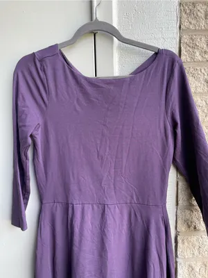 PACT women’s midi dress size M light purple color with criss cross keyhole thumbnail 4