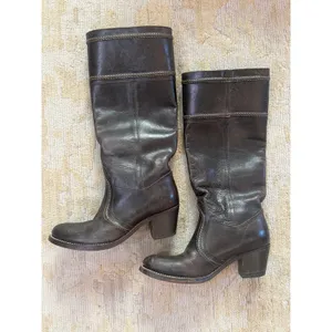 Frye Jane Stitch Boots Womens Sz 7 Brown Leather Riding Knee High Block Heel thumbnail 2