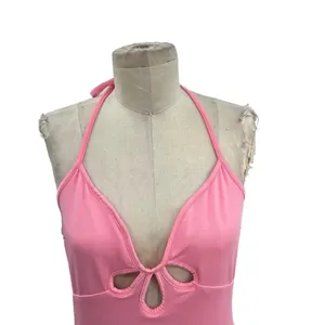 White Fox Boutique The Long Run Mini Dress Pink Halter Bodycon Size XL‎ thumbnail 4
