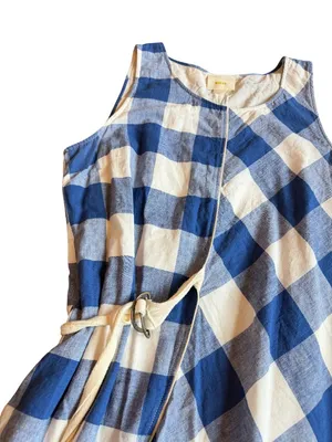 Maeve Blue White Buffalo Check Dress Asymmetrical Hem Sleeveless X-Large Women's thumbnail 3