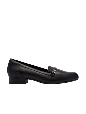 NWT Clarks Juliet Mia Leather Loafer Flat 26186950 Black 5.5M thumbnail 2