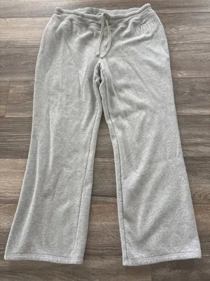 Vintage GAP Womens Large Gray Fleece Wide Leg Sweatpants Drawstring Logo thumbnail 1