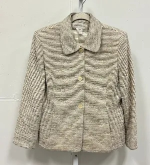 Vintage Jones New York Women's Wool Blend Tweed‎ Blazer Jacket Cream Black Sz 12 thumbnail 1