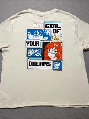 Skinnydip London Women’s XXL Anime Graphic T-Shirt Cream Girl of Your Dreams thumbnail 2