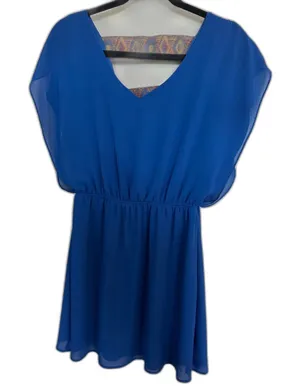 Blue tropical Back Pattern Mini Lined Dress Women's Sz Small thumbnail 1