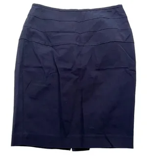 Zara‎ Basic Women's Size Medium Pencil Skirt Navy Blue Chino Exposed Gold Zipper thumbnail 1