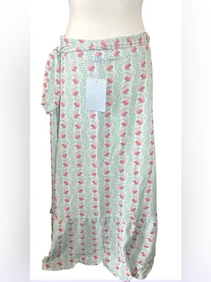 Hill House Sage Green Floral Maxi Skirt thumbnail 6