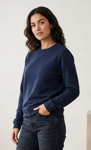 AG Adriano Goldschmied Sweatshirt Womens Large Button Shoulder Pullover USA thumbnail 1