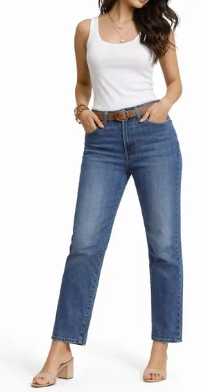 Lauren Ralph Lauren‎ Jeans Co Premium Blue Straight Leg High Rise Jeans Size 6 thumbnail 1