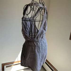 Wilfred Free Aritzia Grey Lyocell Short Overalls Romper Drawstring Waist Small‎ thumbnail 9