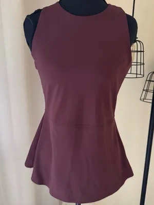 Spanx Brown Peplum Tank Top Small Stretch Athleisure Activewear thumbnail 2