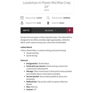 Lululemon in power black pants 4 thumbnail 5