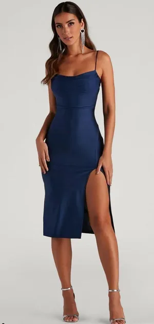 Windsor Sleek And Smooth High Slit Midi Dress thumbnail 1