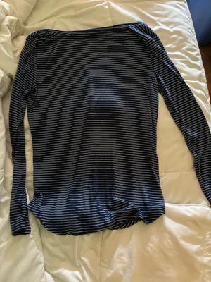 Arizona Navy Blue &White Striped Long Sleeve Shirt Size Medium thumbnail 4