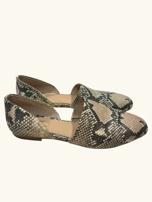 Antonio Melani Leather Snakeskin D'Orsay Flats 8M Python Printed Pointed Slip On thumbnail 5