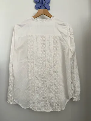 Sundance Large White Floral Embroidered Long Sleeve Blouse Crew Prairie Cottage thumbnail 4