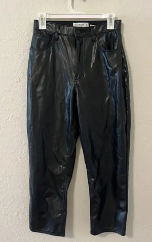 Abercrombie Black Vegan Leather Pants thumbnail 1