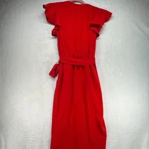 Amanda Uprichard Maxi Dress Ruffle Sleeve‎ Wrap Red Dress Party Cocktail Size P thumbnail 8