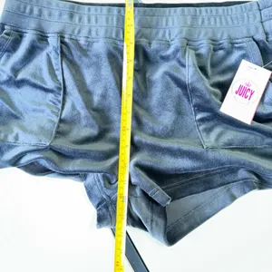 NWT Juicy Couture Women's Black Velour Shorts - Size Large 🖤✨ thumbnail 10