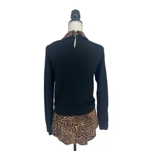 Veronica Beard Phebe Mixed Media Merino Wool Top Black XS‎ thumbnail 9