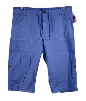 Fresh Produce Safari Pedal Capri Pants Blue Stretch Broadcloth Large thumbnail 1