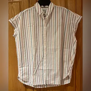 Madewell Slightly Oversized‎ Cotton Central Shirt in Sadie Stripe Multistripe XS thumbnail 5