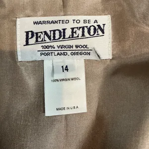 Pendleton Cityscape Wool Blazer Beige Tan Open Front Made in USA Size 14 NEW thumbnail 4