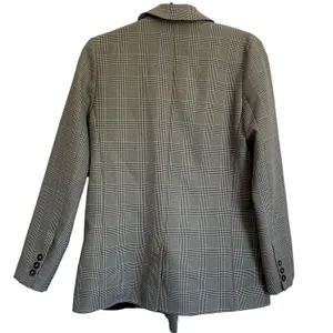 Topshop Sz 2 Oversized Double‎ Breasted Checkered Houndstooth Blazer Black White thumbnail 2