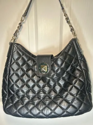 Kate Spade Gold Coast‎ Janica Black Quilted Leather Chain Hobo Shoulder Bag thumbnail 1