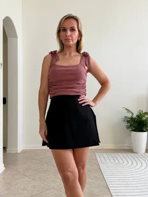 Free People Boulevard Mauve Ruched Tie Shoulder Crop Tank Top Size S thumbnail 2