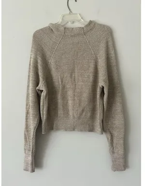 Free People Too Good Heathered Beige Knit Pullover Sweater Size Medium Cozy thumbnail 3