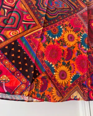 Farm Rio Mixed Prints Satin Slip Midi Skirt, Size S thumbnail 4