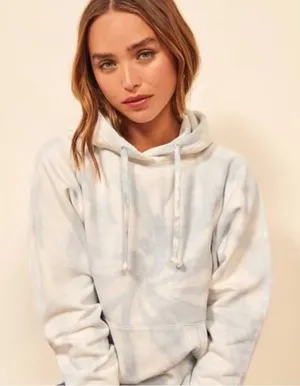 Reformation Tanner White & Blue Light Tie‎ Dye Long Sleeve Hoodie in Tornado XS thumbnail 1