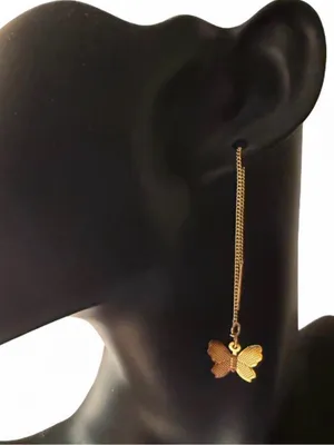 Gold Butterfly Threader Earrings - Women Jewelry thumbnail 3