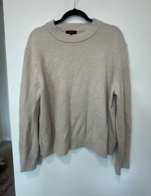 Quince 100% Mongolian Cashmere Crewneck Pullover Sweater Beige Size L thumbnail 1